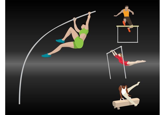 Workout pole vault Olympic sports Olympic games keep fit Hurdling hurdles health gymnastics cartoon athletics 