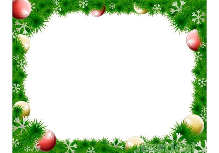 x-mas wreath snowflakes seasonal ornaments holiday evergreen christmas border 