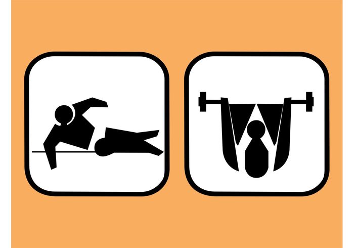 weights weightlifting Weightlifter Vault jump symbols stylized squares sports olympics jump icons 