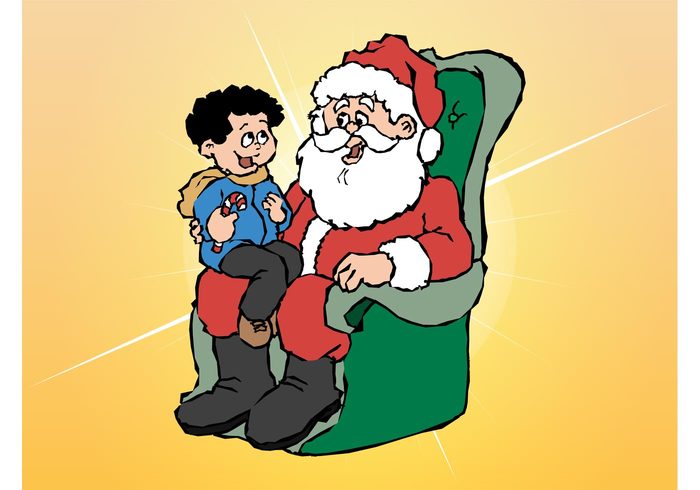 Smile santa claus holidays happy festive christmas child chair cartoon candy boy 