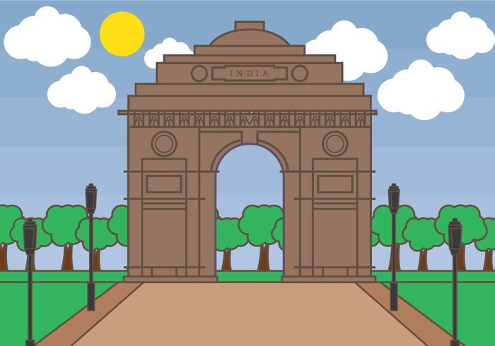 wallpaper vector symbol state sign shape scenery Patriotism outline monument landmark lamps india gate india Independence illustration Heritage government gate Delhi background August architecture 