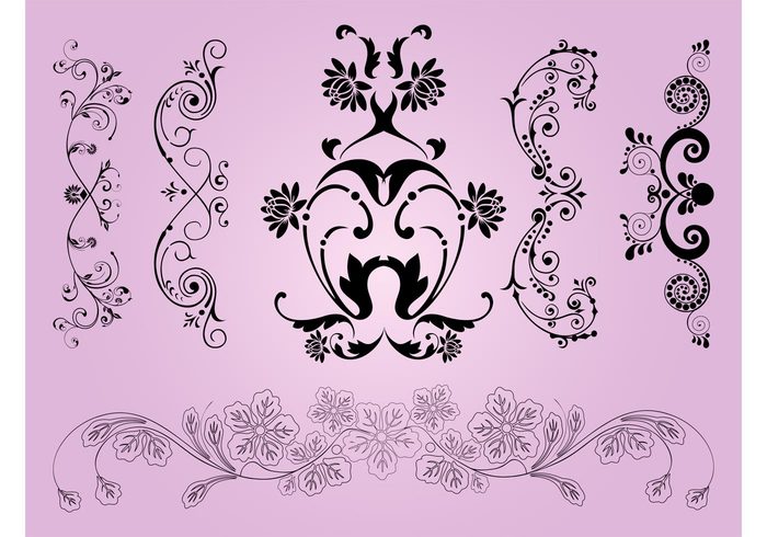 waves tattoos swirls stickers spring spirals petals lines leaves flowers floral decorations decals 