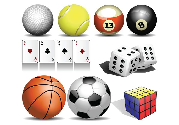 the Rubik's Cube tennis sports golf games football dice cards billiard basketb 