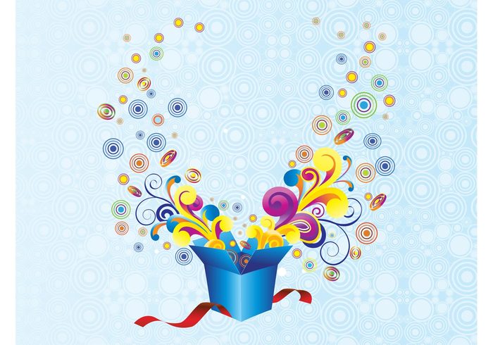 swirls rings ribbon present holiday gift circles celebration box birthday background 3d 