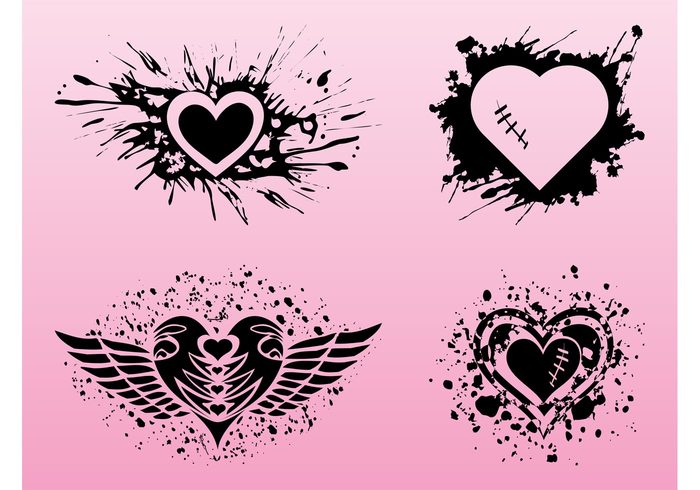 valentines day stitches splatter splashes romantic romance paint love hearts heart 