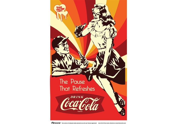 Vintage poster retro postcard pop art girl Drink coca-cola coke Coca-cola vector coca cola boy baseball advertising ad 