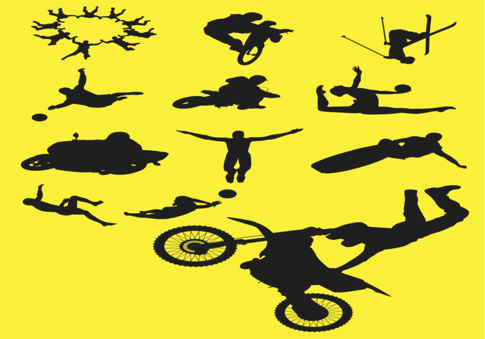 Wakeboard Vollyball Skydive skiing Skiier silhouettes racing motorcycle motocross athlete 