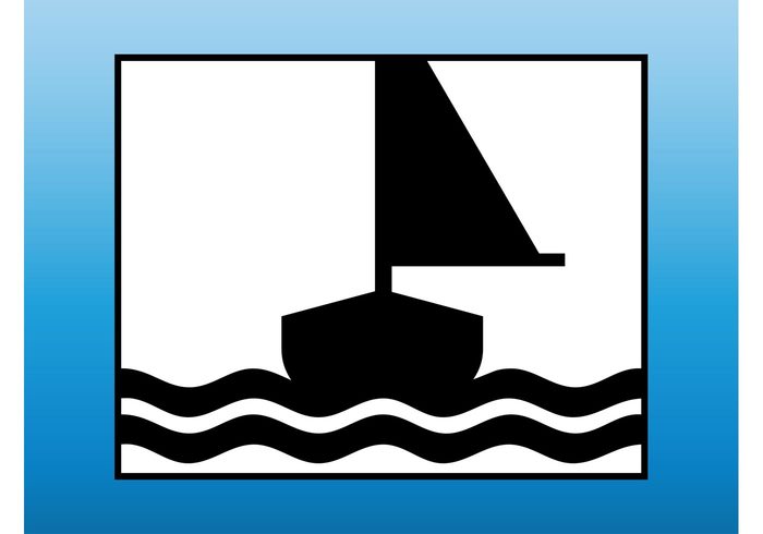 waves water vacation symbol stylized sea sailing sail marine icon holiday boat 