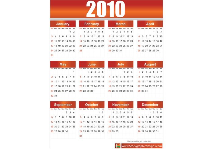 holiday calendar 2010  