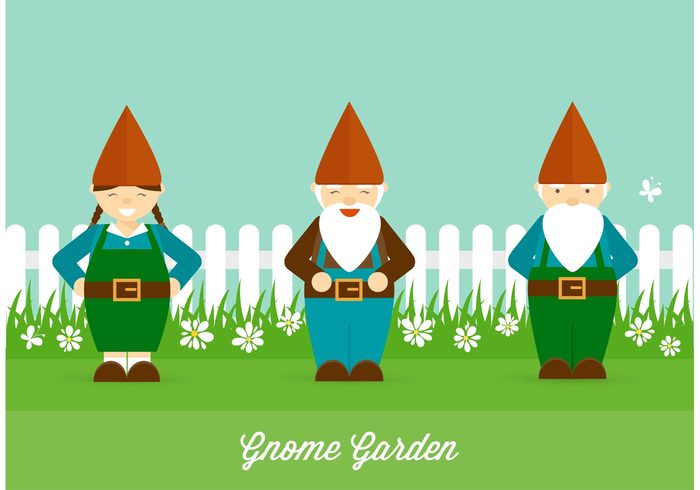 woman vector statue standing smiling red Pointy picket fence object men man joyful joy illustration Humanoid hat happy green grass gnome garden frontal flowers figurine female dwarf decorative decoration creature character cartoon butterfly Bearded beard 