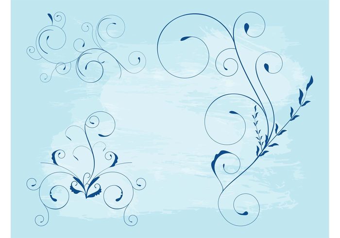 swirls Stems spring silhouettes scrolls plants nature leaves leaf flowers floral flora 
