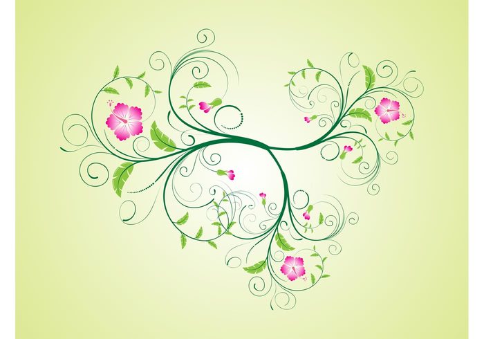 swirls Stems spring plant petals nature leaves hibiscus flower floral exotic dots buds blossoms 