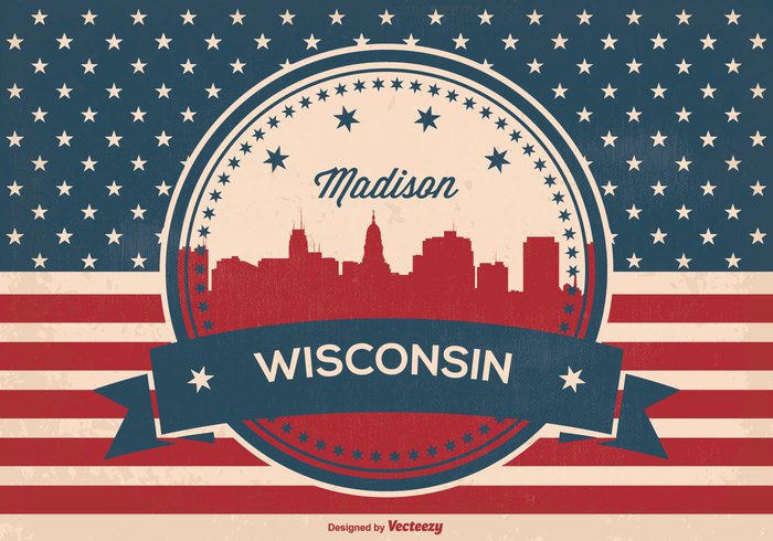 wisconsin skyline wisconsin welcome vintage view USA United Triumph travel town texture symbol stripes states stars stripes star Stain spotted skyline silhouette retro red white blue red plane patriotic panorama old national madison wisconsin madison history grunge Glory freedom flag famous downtown design denim country city siljouette city canvas blue banner background arrivals antique ancient american america 