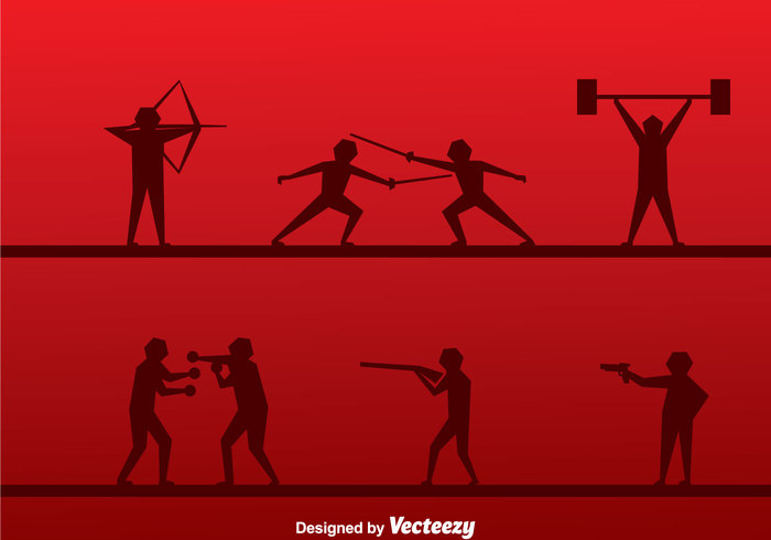weightlifting sport silhouette shooting shoot man Fight Fencing (The Sport) fencing exercise competition boxing bow archery activity 