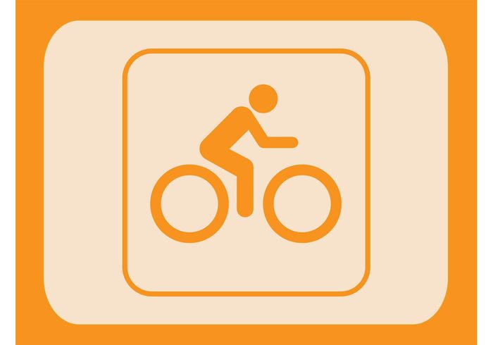 symbol stylized square sport silhouette person icon biker bike bicycle 
