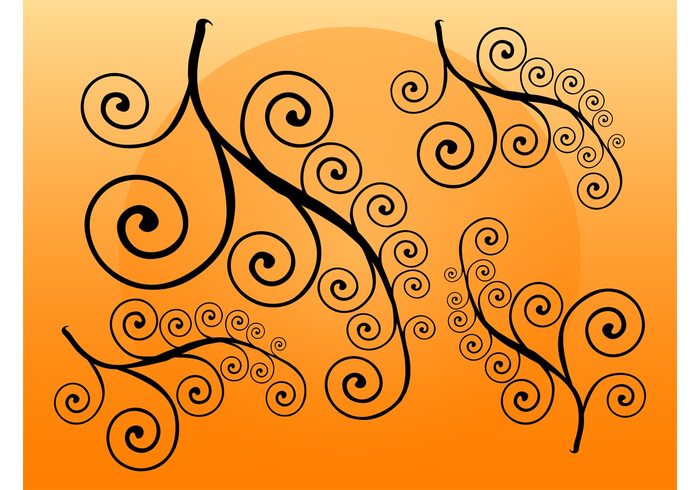 swirls silhouettes outlines nature natural lines linear flowers floral decorative Decoration graphics abstract 