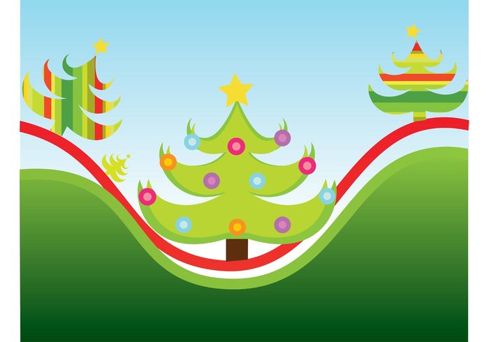 xmas winter tree season ribbon new year modern merry christmas holiday greeting decoration December curve christmas card 