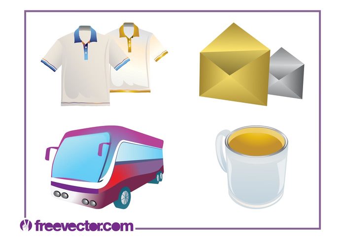 vehicle transport tea t-shirts shirts mug messages mail letters fashion envelopes drink cup coffee clothes bus beverage apparel 