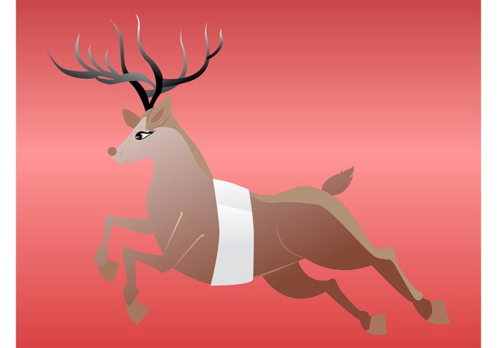 wildlife wilderness sleigh santa claus run reindeer Move legs horns eyes animal 