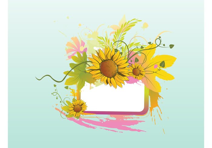 summer Stems spring splashes petals nature vector nature grungy flowers flora colorful blossom bloom 