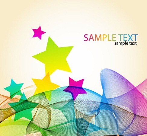 Colorful Waves with Star free Vector Background