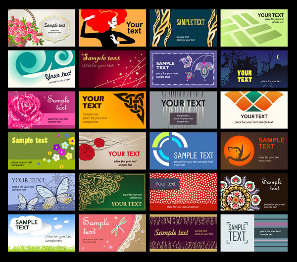 Set of Various cards Collection vector 01
