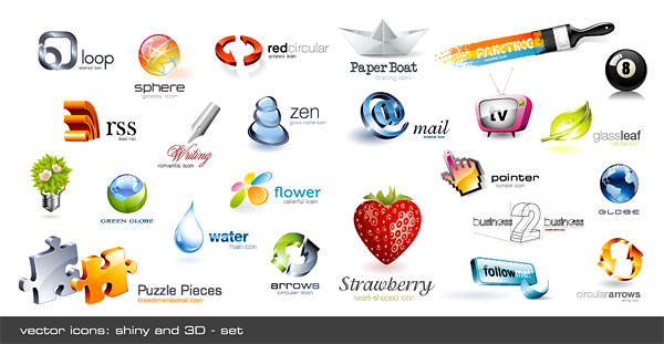 3D crystal icons vector