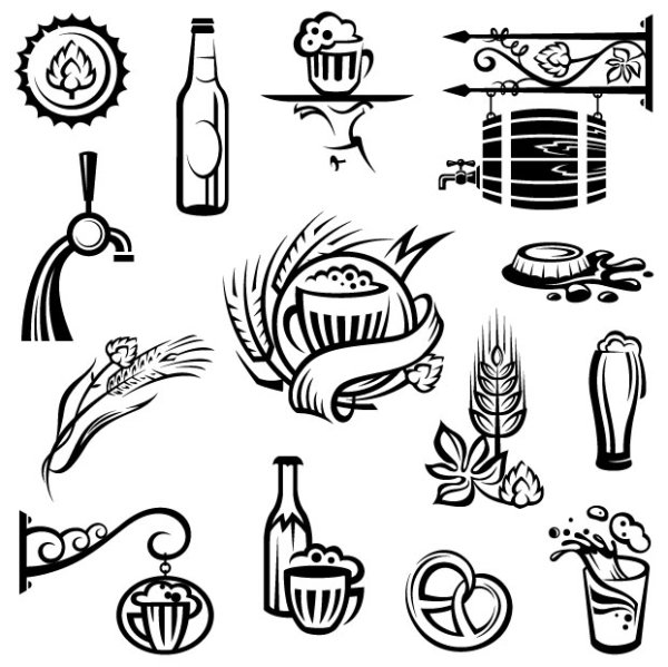 Set of beer elements label vector graphic 02