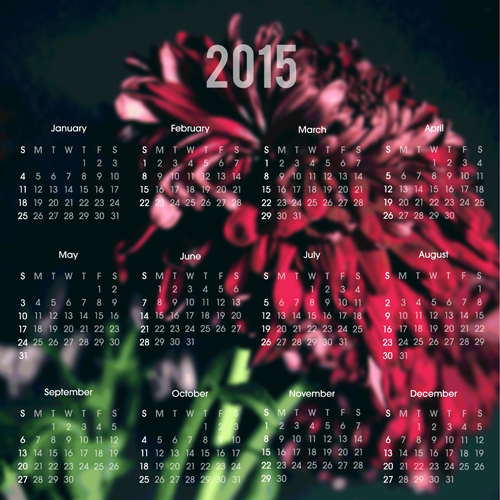 flower calendar blurred background vector background 2015 