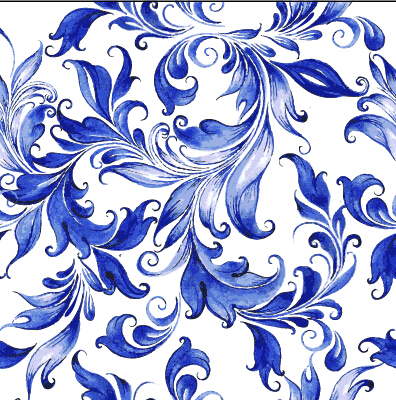Beautiful blue floral vector seamless pattern 01