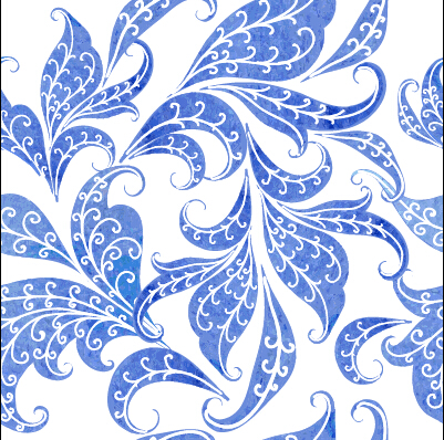 Beautiful blue floral vector seamless pattern 02