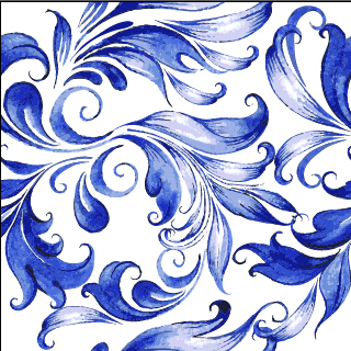 Beautiful blue floral vector seamless pattern 03