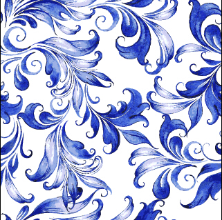 Beautiful blue floral vector seamless pattern 04