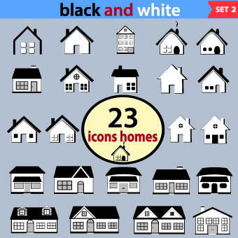 Black and white house icons