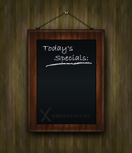 Blackboard restaurant menu on the wall vector 03