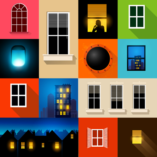 Brightly lit midnight city vector background 02