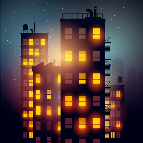 it midnight city vector background 04 Brightly lit midnight city vector background 04