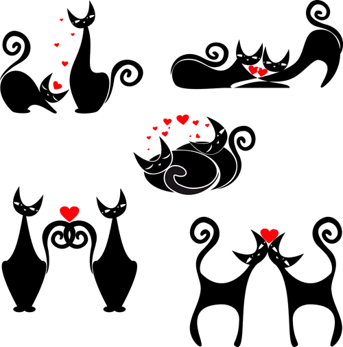 Cute kittens vector set 04