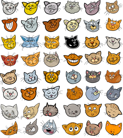 Cute kittens vector set 05