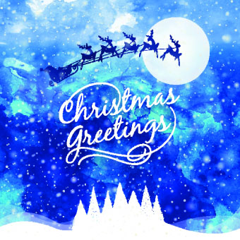 Christmas snow night vector background 01