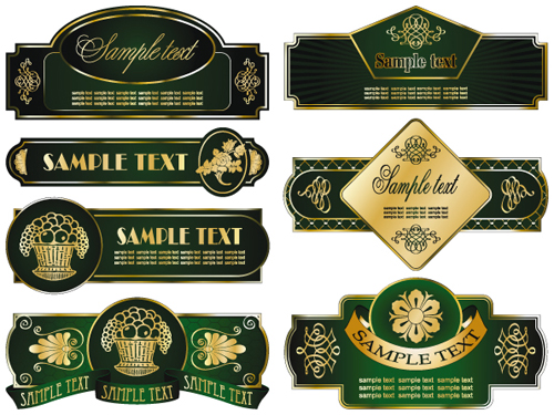 Color luxurious Labels mix vector 04