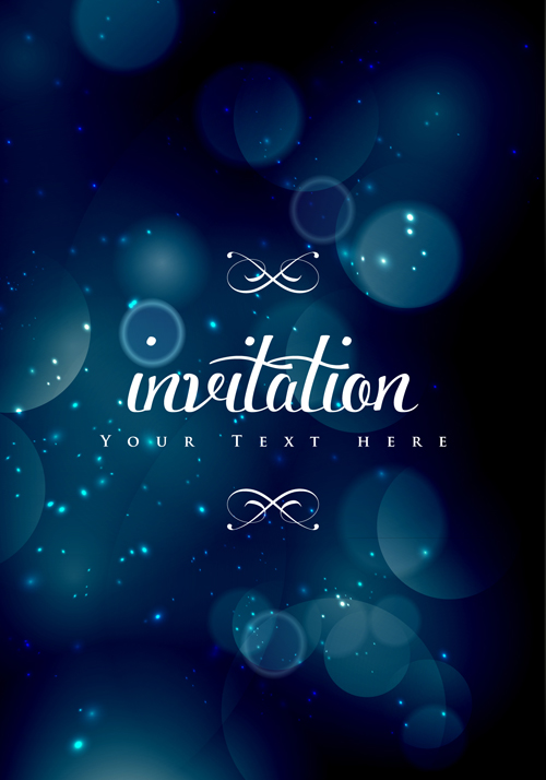 Colored halation invitations background vector 01