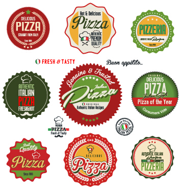 pizza labels label colored badges 
