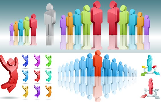 Creative 3d colored people vector