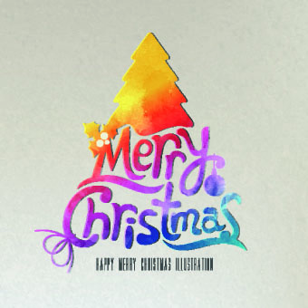 Retro font creative christmas tree christmas background 