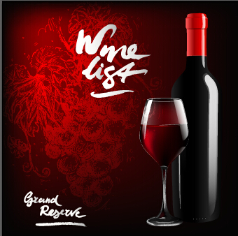Dark red wine menu background vector 04