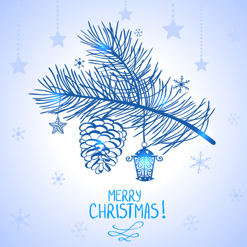 Elegant merry christmas blue backgrounds vector