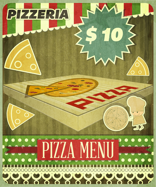 Vintage Fast Food with Menu vector 01