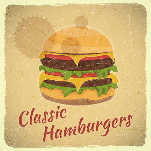 Vintage Fast Food with Menu vector 03