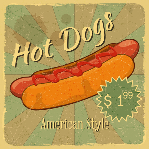 Vintage Fast Food with Menu vector 04